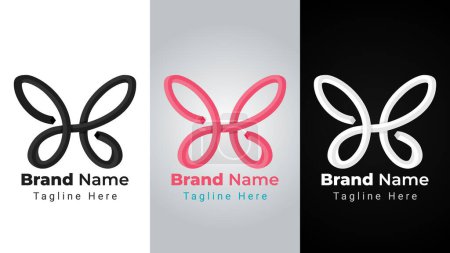 Letter ae Butterfly Logo, combination logo of letter a and e forms butterfly with 3D shape impossible perspective style