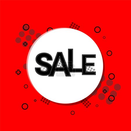 Illustration for Vector picture showcasing sale on a red background with geometric elements perfect for promotion, ads, web, - Royalty Free Image