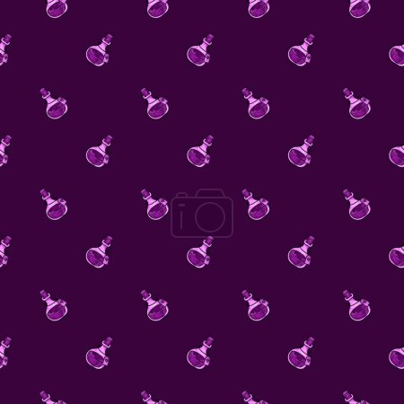 Photo for Hand drawn seamless pattern with witch potions on purple backgro - Royalty Free Image