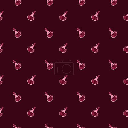 Photo for Hand drawn seamless pattern with witch potions on red background - Royalty Free Image
