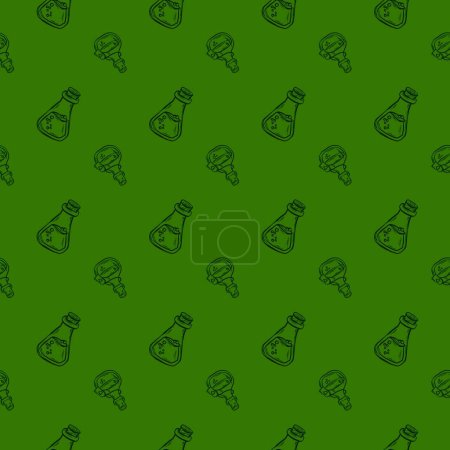 Photo for Hand drawn sketch seamless pattern with halloween witch potions - Royalty Free Image