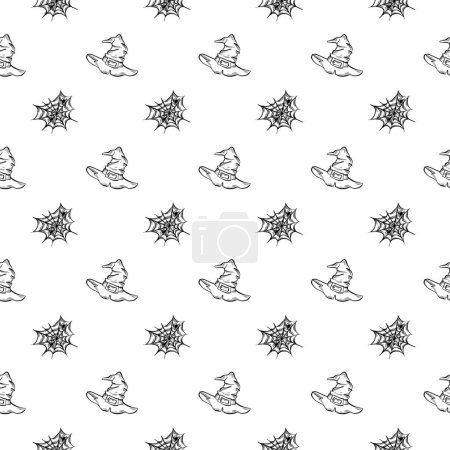Photo for Hand drawn sketch seamless pattern with halloween witch hats and - Royalty Free Image