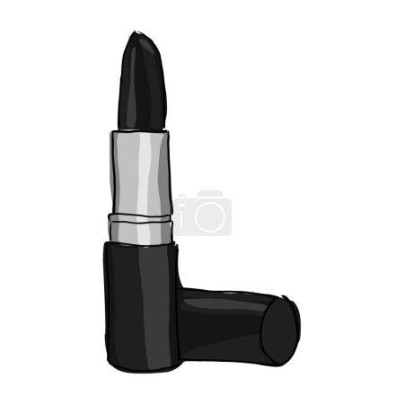 Illustration for Black lipstick. black open lipstick bottle. cartoon sketch on a white background - Royalty Free Image