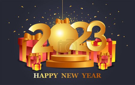 Illustration for Happy new year 2023, Holiday greeting card design - Royalty Free Image