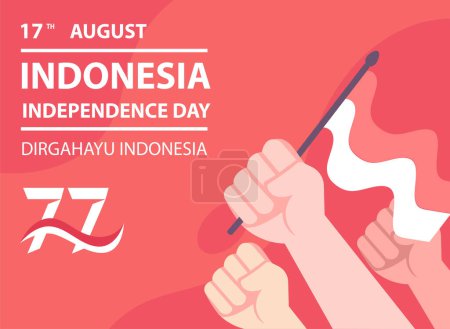Photo pour 77e année 17 août Indonésie indépendance jour plat illustration concept - image libre de droit