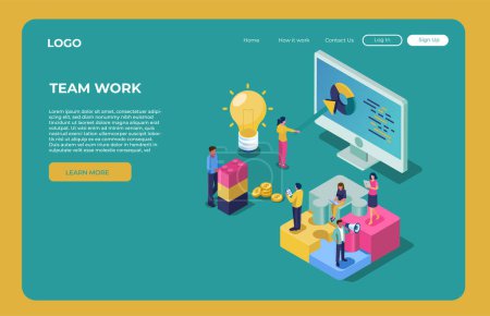 Illustration for Teamwork isometric vector concept - Royalty Free Image