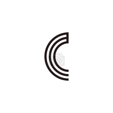 Téléchargez les illustrations : Lettre M en forme de C, lignes géométriques symbole simple logo vecteur - en licence libre de droit