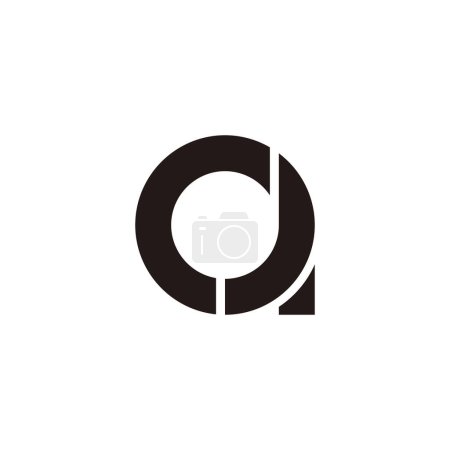 Illustration for Letter Ja aJ J a circle, outline geometric symbol simple logo vector - Royalty Free Image