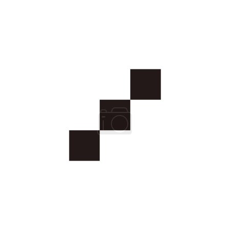 Ilustración de Escaleras, tres cuadrados símbolo geométrico simple logotipo vector - Imagen libre de derechos