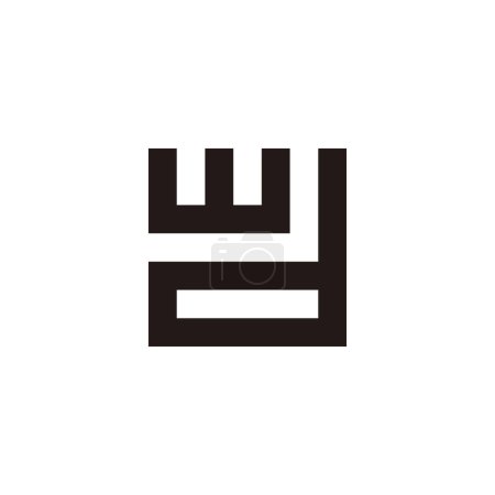 Buchstabe w und d quadratisches geometrisches Symbol einfacher Logo-Vektor