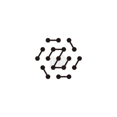 Ilustración de Letra Z hexágono moléculas redondeadas, símbolo geométrico único simple logotipo vector - Imagen libre de derechos