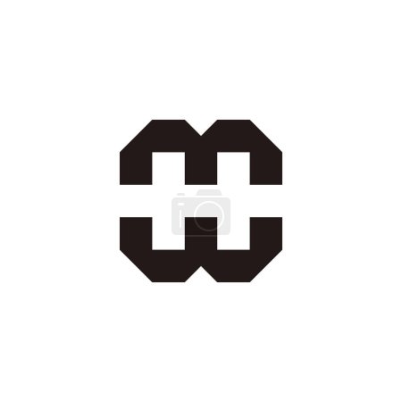 Buchstabe m und w, Buchstabe H quadratisch, einzigartiges geometrisches Symbol einfacher Logo-Vektor