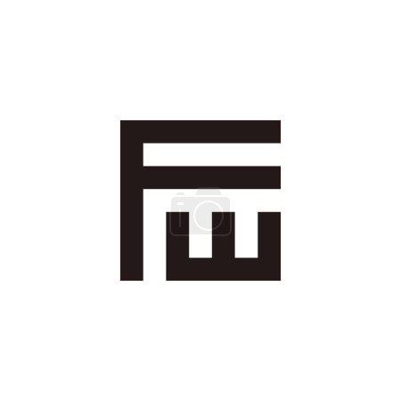 Téléchargez les illustrations : Lettre Fw carré, symbole géométrique unique simple vecteur de logo - en licence libre de droit