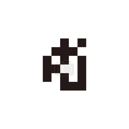 Buchstabe H und j plus, quadratisches geometrisches Symbol einfacher Logo-Vektor