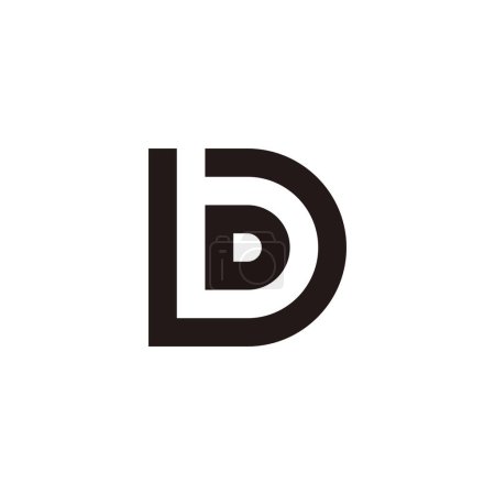 Letra bD Db b D contorno, curva símbolo geométrico simple logo vector