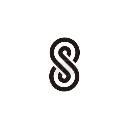 Buchstabe s oder Zahl 8, zweizeiliges geometrisches Symbol einfacher Logo-Vektor