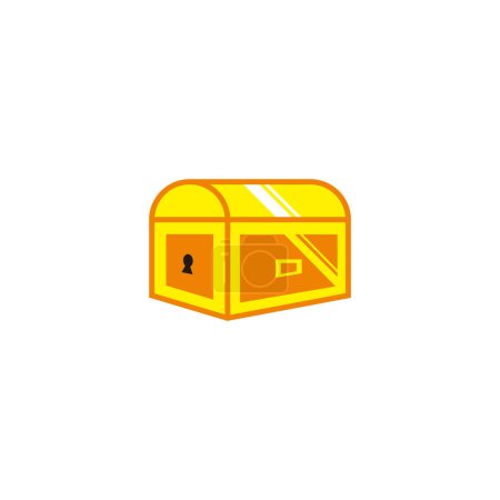 Illustration for Treasure chest, gold geometric simple symbol logo vector - Royalty Free Image