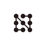 Letter N square molecules, unique geometric symbol simple logo vector