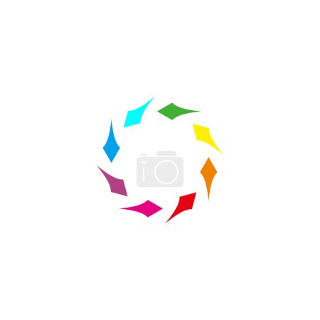 Ilustración de Flechas, redondeado, figura, símbolo geométrico colorido simple logo vector - Imagen libre de derechos