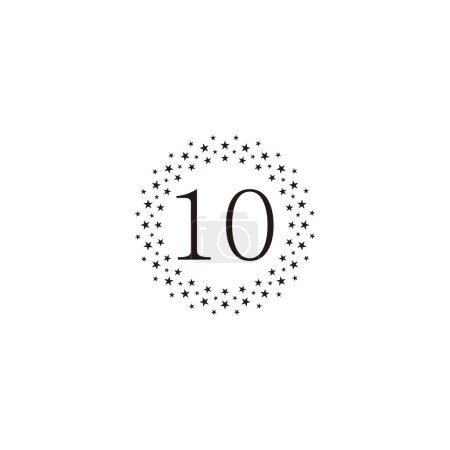 Illustration for Number 10 stars circle geometric symbol simple logo vector - Royalty Free Image