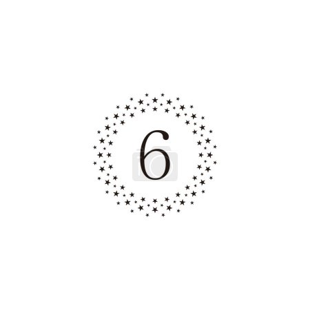 Illustration for Number 6 stars, frame rounded geometric symbol simple logo vector - Royalty Free Image