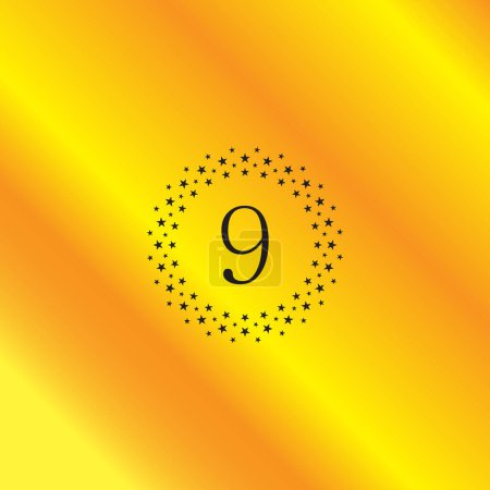 Illustration for Number 9 stars circle, elegant geometric symbol simple logo vector - Royalty Free Image