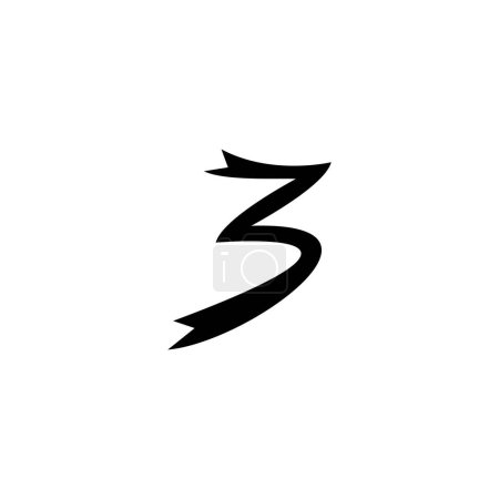 Illustration for Number 3 ribbon geometric symbol simple logo vector - Royalty Free Image