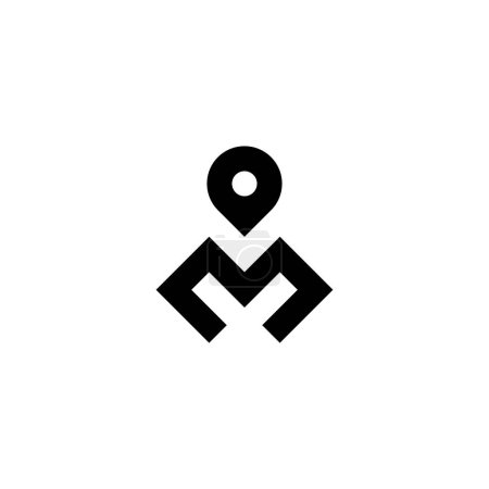 lettre M emplacement, carré géométrique symbole simple logo vecteur