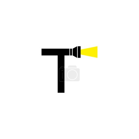 Buchstabe T einfache Taschenlampe Symbol Logo Vektor