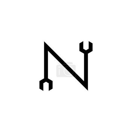 lettre N clé simple symbole logo vecteur