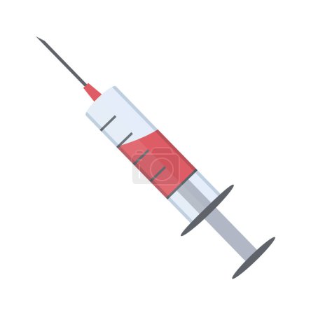 Masernspritze. Impfung Medizin Behandlung Spende Blut Krankenhaus Gesundheitswesen Artikel Symbol. Vektor flaches Cartoon-Objekt.