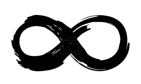 Ilustración de Símbolo infinito pintado a mano con pincelada grunge y pintura negra. Ilustración vectorial. - Imagen libre de derechos