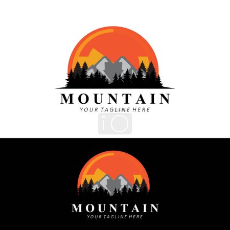 Téléchargez les illustrations : Mountain Logo Design, Vector Place For Nature Lovers Hiker - en licence libre de droit