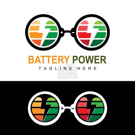 Illustration for Battery Logo Design, Technology Charging Illustration, Company Brand Vector - Royalty Free Image