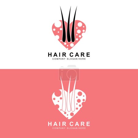 Illustration for Hair Care Logo, Scalp Layer Design, Health Salon Brand Illustration - Royalty Free Image