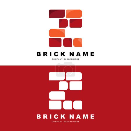 Illustration for Bricks Logo Design, Material Stone Illustration Vector, Building Construction Icon - Royalty Free Image