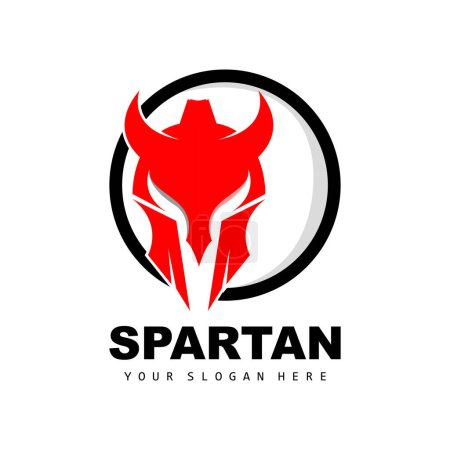Ilustración de Logotipo espartano, Vector Viking, Barbarian, Diseño de casco de guerra, Ilustración de marca de producto - Imagen libre de derechos