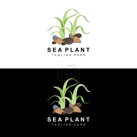 Illustration for Seaweed Logo, Sea Plants Vector Design, Grocery And Nature Protection - Royalty Free Image