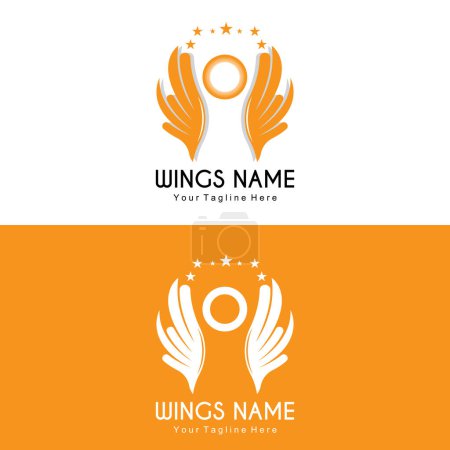 Téléchargez les illustrations : Conception de logo d'ailes, Vecteur d'ailes de bouclier, Illustration de plumes d'oiseaux - en licence libre de droit