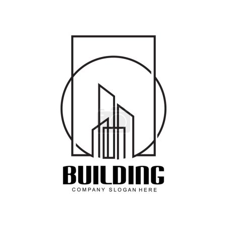 Téléchargez les illustrations : Logo de conception de maison, logo de bâtiment, propriété et entreprise de construction Icône - en licence libre de droit
