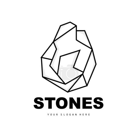 Illustration for Stone Logo, Vector Stone Modern With Geometry Line Style, Design For Aesthetic Decoration, Brand Modern Product, Simple Icon Abstract Aesthetic Geometry Line - Royalty Free Image