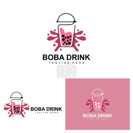 Ilustración de Diseño del logotipo de Boba Drink, Vector moderno de la burbuja de la bebida de la jalea, Ilustración de cristal de la marca de la bebida de Boba. Diseño adecuado para cafeterías, marcas de bebidas - Imagen libre de derechos