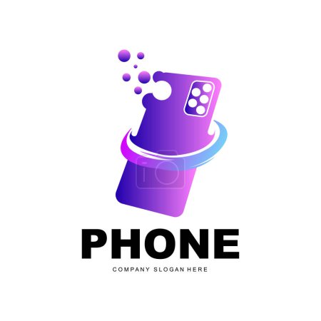 Logo de téléphone intelligent, vecteur électronique de communication, conception moderne de téléphone, pour le symbole de marque d'entreprise