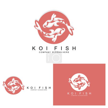 Téléchargez les illustrations : Koi Fish Logo Design, Vecteur de poissons d'ornement, Aquarium Ornement Illustration Produit de marque - en licence libre de droit