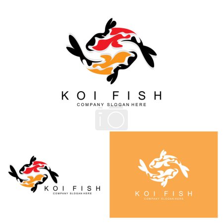 Illustration for Koi Fish Logo Design, Ornamental Fish Vector, Aquarium Ornament Illustration Brand product - Royalty Free Image