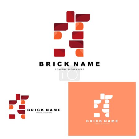 Ilustración de Bricks Logo Design, Material Stone Illustration Vector, Building Construction Icon - Imagen libre de derechos