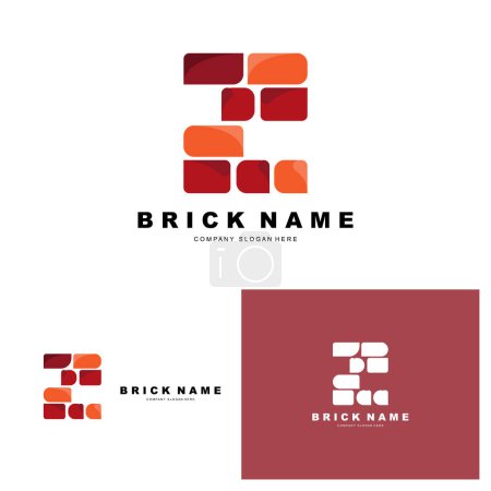 Ilustración de Bricks Logo Design, Material Stone Illustration Vector, Building Construction Icon - Imagen libre de derechos