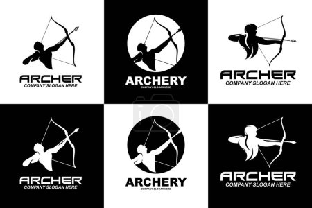 Illustration for Archer fighter logo design, arrow direction target, royal protector vector illustration - Royalty Free Image