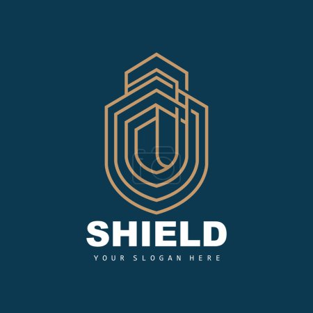 Illustration for Shield Logo, Safe And Strong Security Vector, Design, Protection Simple Style, Template Brand Icon - Royalty Free Image