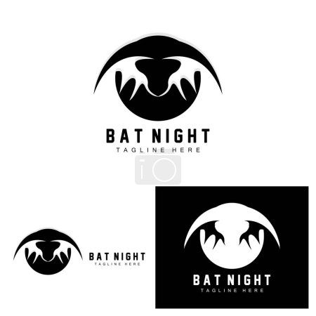Logotipo de murciélago, Icono de animales voladores nocturnos, Vector de la compañía, Plantilla de Halloween
